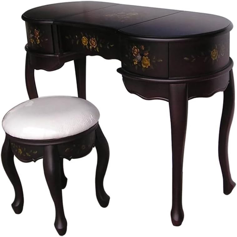 Vanity Benches Vanity Desk Set Retro Small Bedroom Dresser Flip Mirror Dresser Ladies Dresser Multifunctional Table with Stool (Color : A)