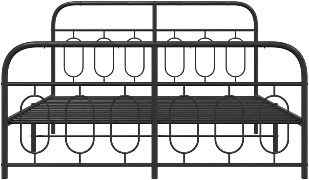 Full Size Metal Bed Frame Platform Bed Black Steel Rectangular Modern Design with Underbed Storage Space Sturdy Support for Adults