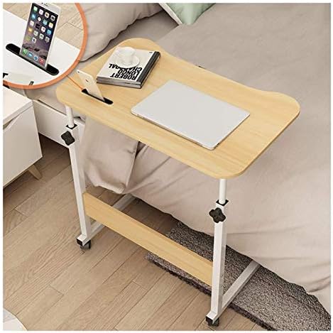 Extendable Rolling Mobility Table Over Bed,Overbed Table Wheels Bedside Desk C-Shaped Base Laptop Desk Home Office Mobile Lap Table, Mobile Laptop Computer Stand Bedside Table Port