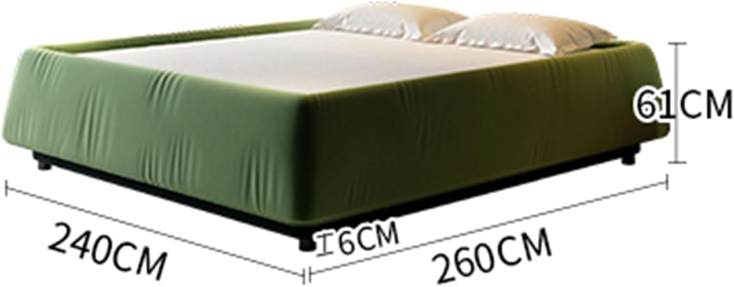 Elegant King Size Genuine Leather Bed Set Thick Padded Headboard Wooden Slats and Metal Frame Support, No Box Spring Needed Noise Free
