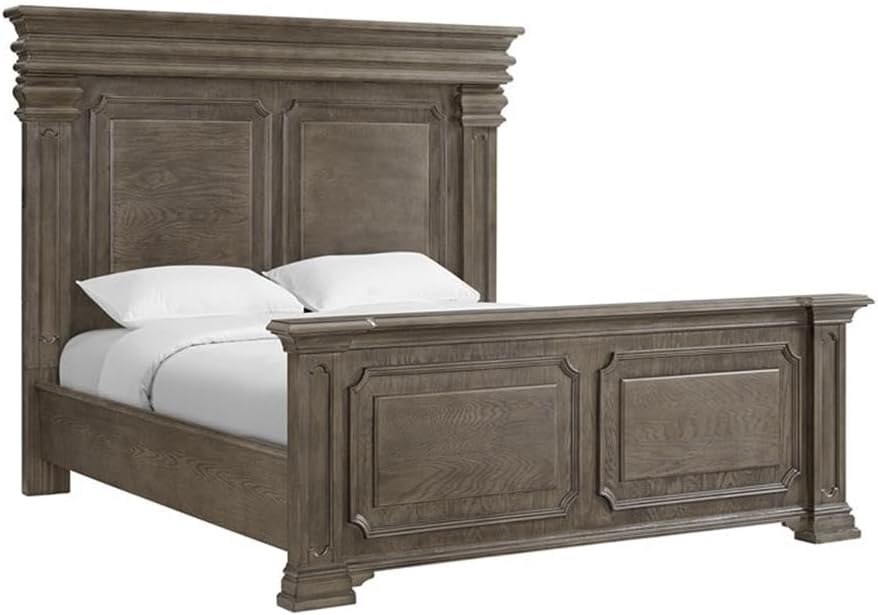 Pemberly Row Transitional Wood King 3PC Bedroom Set, Gray Finish, Elegant Design with Mood-Lighting Headboard, USB Ports, Hidden Storage Nightstand, Felt-Lined Drawers, Sophisticated Bedroom Furniture