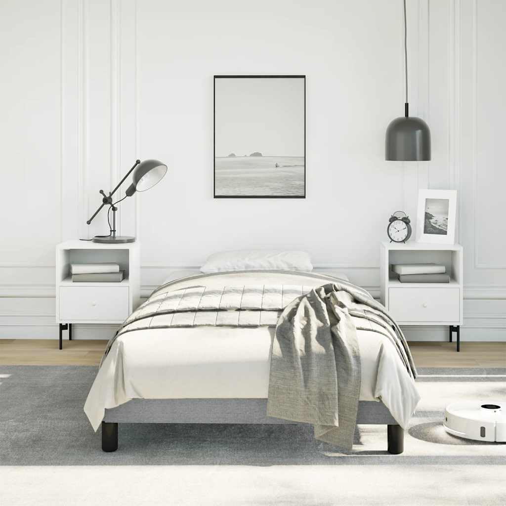 Light Grey Twin XL Bed Frame with Breathable Polyester Upholstery and Sturdy Plywood Engineered Wood Construction for Modern Bedroom Furniture