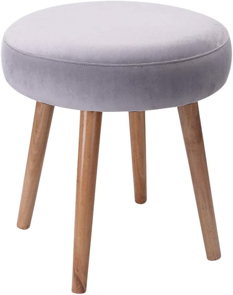 BTZHY Vanity Chair,Home Creative Makeup Stool with Solid Wood Frame Small Bench Velvet Upholstered Footstool Round Pouffes Chair Sitting