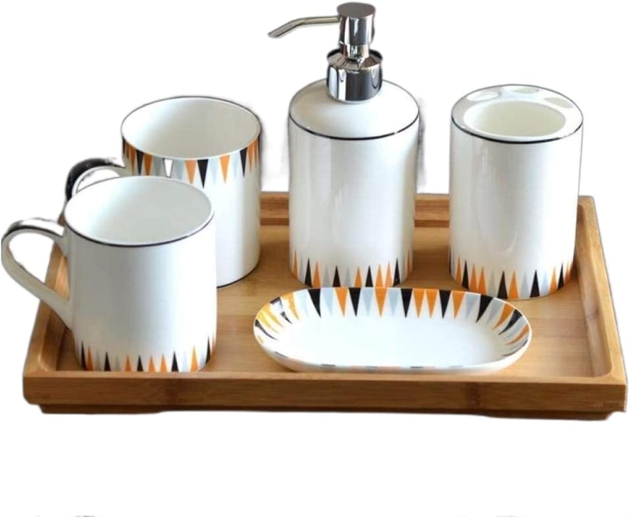 Vanity Bathroom Decor, Bathroom Accessory Sets Ceramic Simple European Style Bathroom Toiletries Set Mouthwash Toothbrush Cup Housewarming Gift(C)