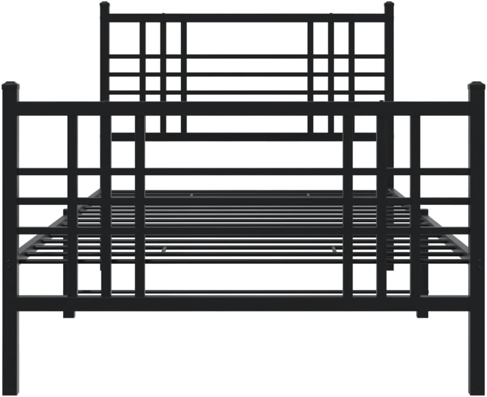 Twin Bed Frame Black Steel Metal Traditional Platform Bed Frame for Bedroom with Elegant Footboard Sturdy Construction