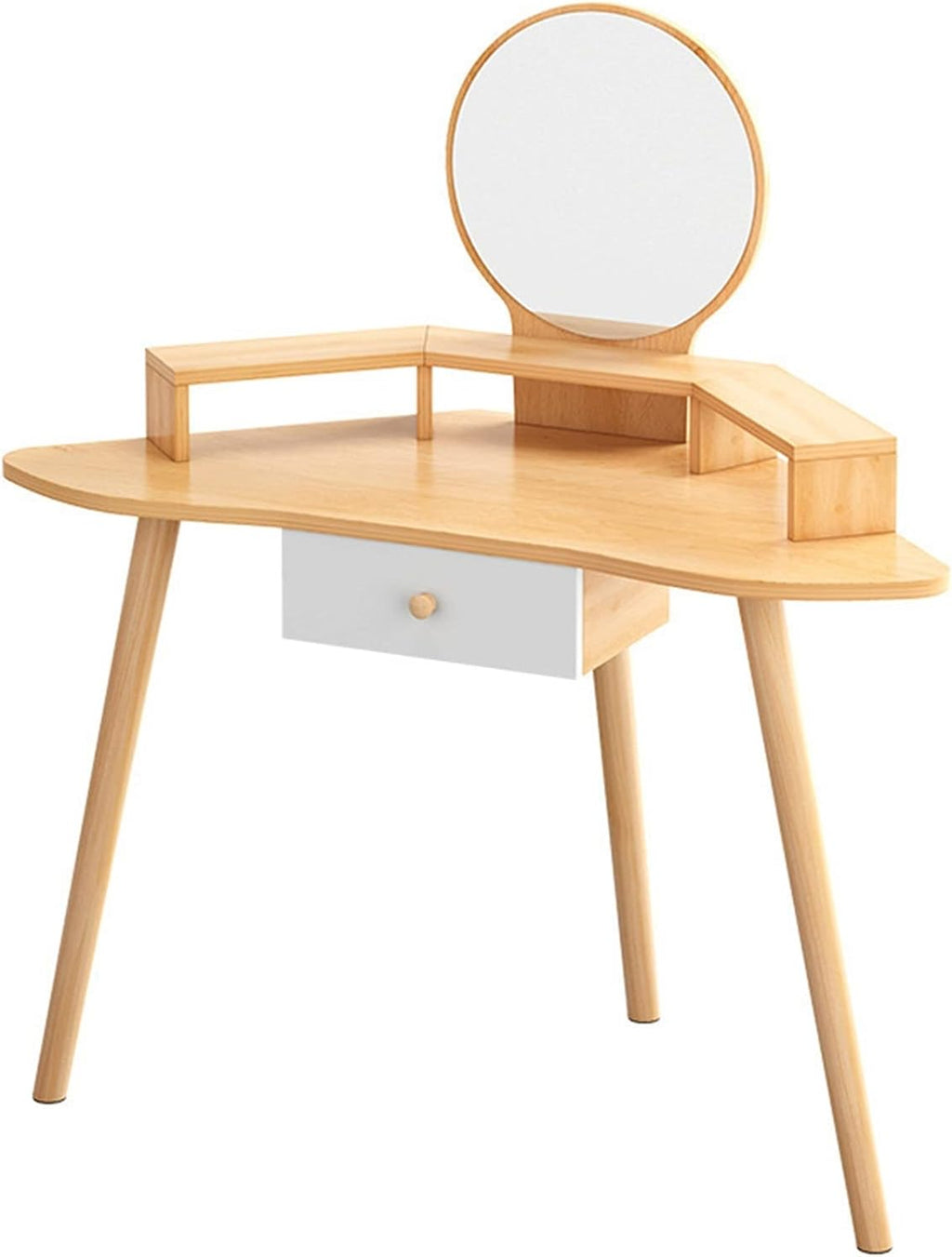 UNNS Makeup Dressing Table Modern Vanity Table Vanity Hair Styling Table with 1 Drawers Corner Dressing Table Makeup Desk for Home Bedroom Decor Gift， Wood Vanities for Makeup