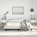 White Faux Leather Full Bed Frame with Plywood and Engineered Wood, Modern Platform Bed with Slatted Base for Mattress Support and Airflow, Easy Assembly Included