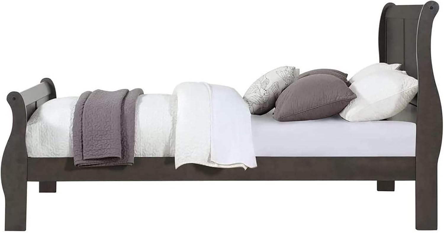 Home Bedroom Furniture Sets,Modern Dark Gray Finished Furnitures Wood Bed Frame s Dresser Chest of Drawers with Brushed Nickel Metal Hardware for Bedroom Living Room (King Bed)