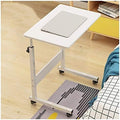 Extendable Rolling Mobility Table Over Bed,Overbed Table Wheels Bedside Desk C-Shaped Base Laptop Desk Home Office Mobile Lap Table, Mobile Laptop Computer Stand Bedside Table Port