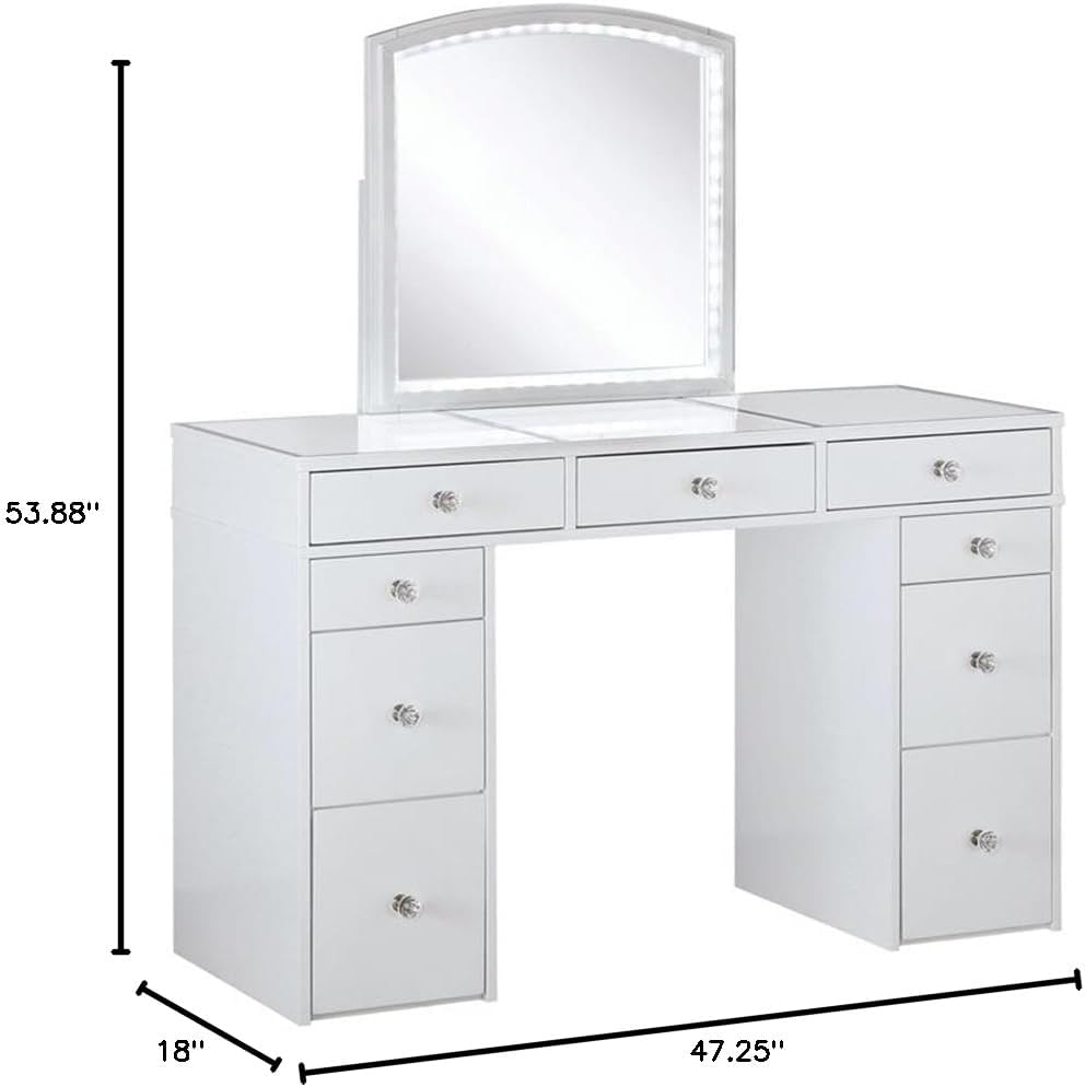 Furniture of America Galveston Solid Wood 3-Piece Vanity Set in White