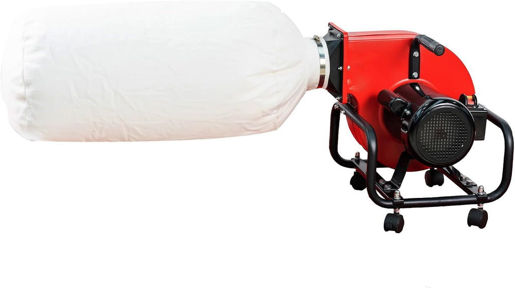 Horizontal Woodworking Dust Collector 750W (1HP) Electric Dust Extraction Machine with 15-Gallon Bag, Mobile Base, Wall Mount for Efficient Workshop and Garage Cleanup