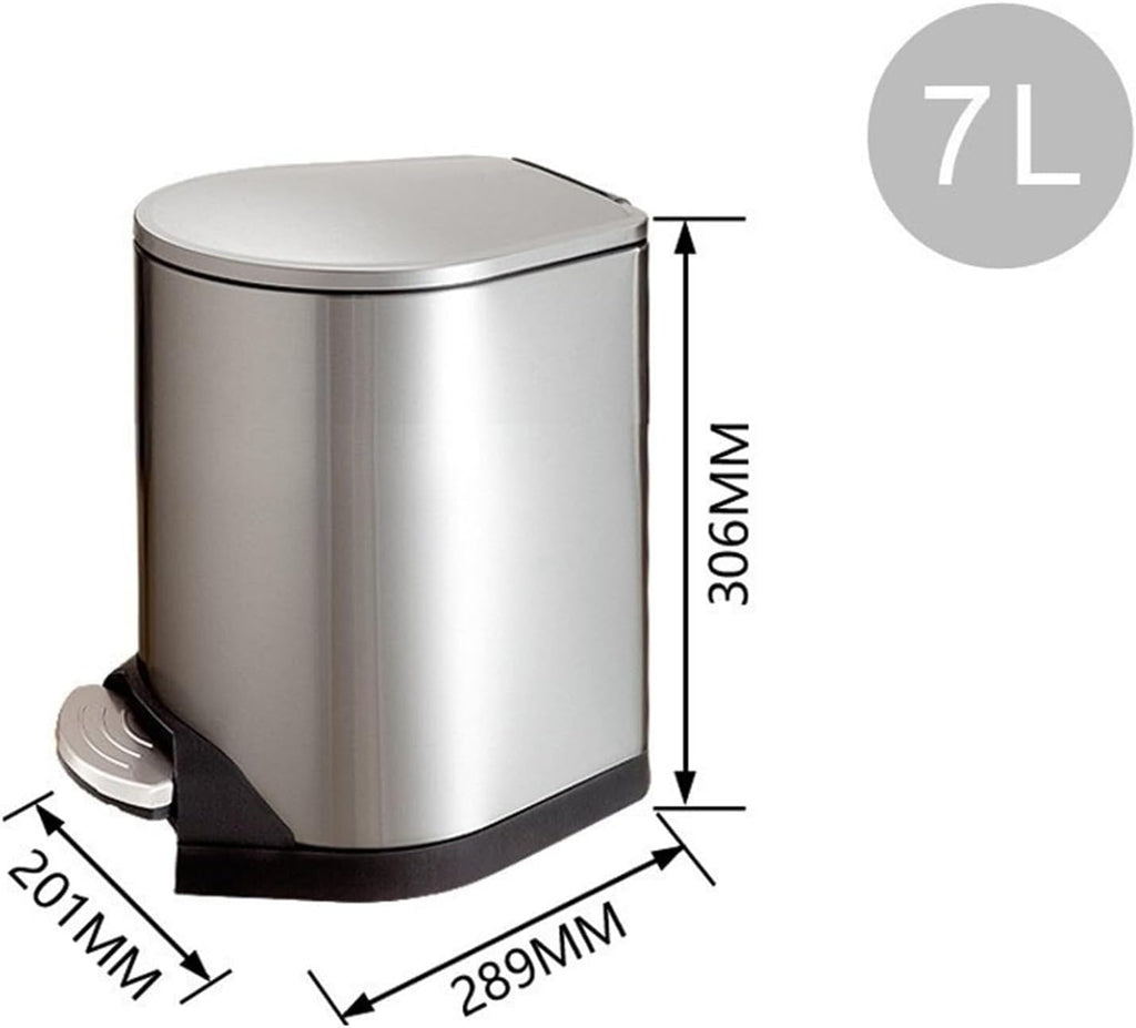 Stainless Steel Hands Free Trash Can with Soft Close Lid for Home Office Bathroom 7L