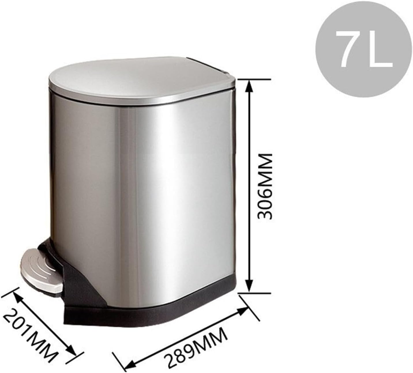 Stainless Steel Hands Free Trash Can with Soft Close Lid for Home Office Bathroom 7L