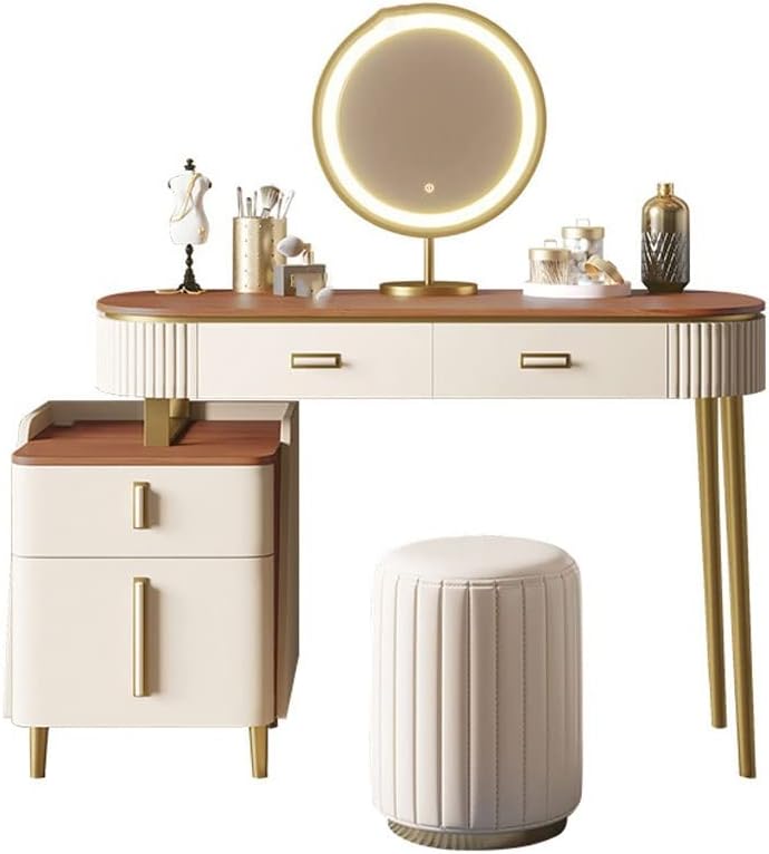 Vanity Benches Vanity Table Set with Light Mirror Modern Dressing Table for Bedroom Women Dressing Table Multifunctional Table (Color : A, Size : L100cm)