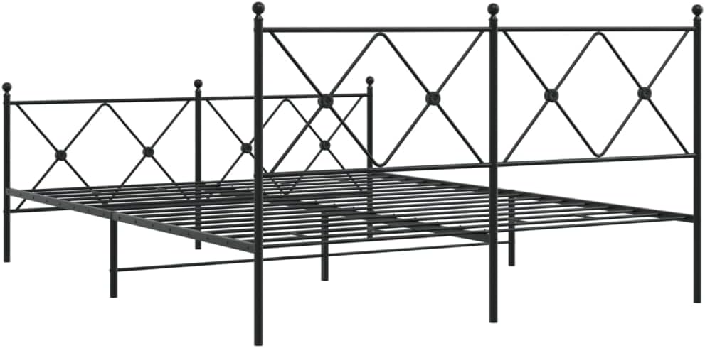 King Size Metal Bed Frame with Headboard and Footboard, Sturdy Steel Construction, Black Powder Coated Finish, Traditional Rectangular Design for Bedroom, Underbed Storage