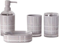 Vanity Bathroom Decor, Bathroom Accessory Sets Modern Design 4-Piece Bath Set Lotion Bottles Toothbrush HolderTooth Mug Soap Dish Housewarming Gift(Grey)