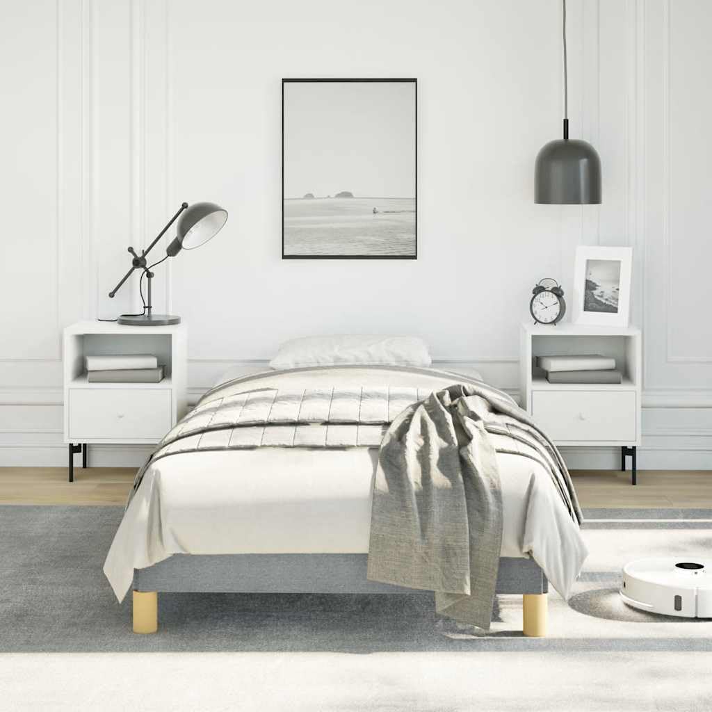 Light Grey Twin Fabric Bed Frame with Modern Design, Breathable Polyester Upholstery and Sturdy Support, Easy Assembly Included for Contemporary Bedroom Decor