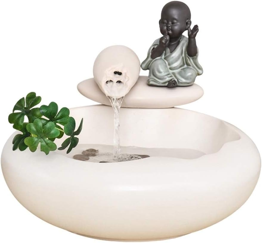 Small Indoor Water Fountain Water Features Outdoor Tabletop Fountain Indoor Tabletop Decoration Fountain Ceramic Zen Meditation Waterfall(Color:a,Size:)