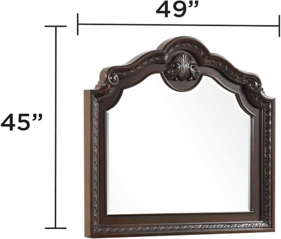Style 4 Pc King Bedroom Set with Wood Carvings Made with Wood in Walnut