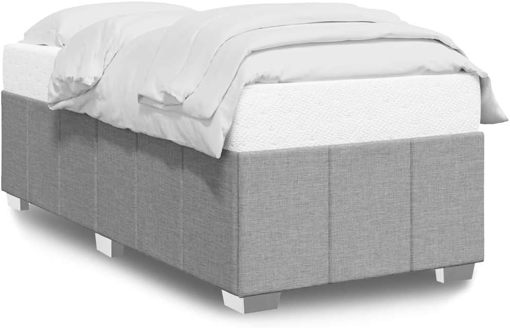 Light Grey Twin XL Bed Frame Fabric and Sturdy Support for Modern Living Spaces, Breathable Surface and Minimalist Style, 4-Piece Set for Easy Assembly