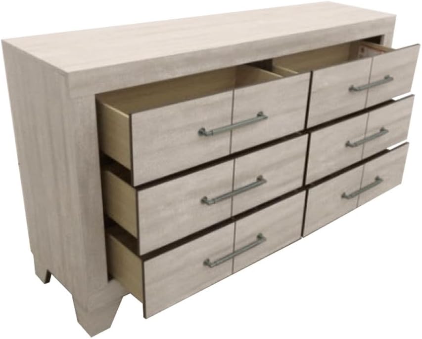 Best Quality Furniture 6 Piece Bedroom Set in Rustic Gray Oak Wood in King