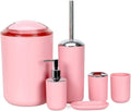 Vanity Bathroom Decor, Bathroom Accessory Set Modern Design 6 Piece Bathroom Accessory Set Toilet Brush Waste Bin Soap Dish Housewarming Gift(Pink)