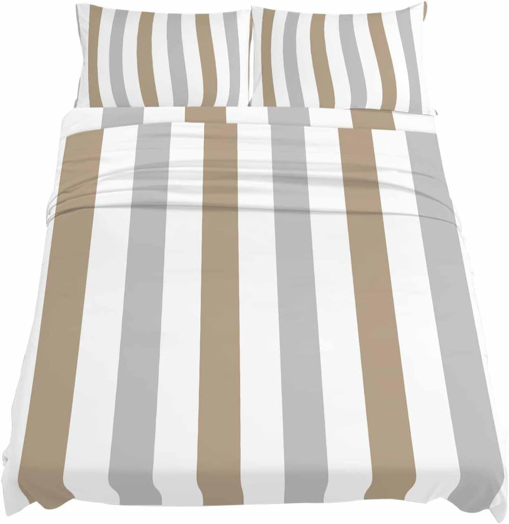 Brown Grey Striped King Sheet Set 4 Piece Bedding - Geometric Vertical Stripes White Breathable Comfy Cooling Bed Sheets & Pillowcase Sets,Hotel Luxury Flat Sheets Deep Pockets Fitted Sheet for Women