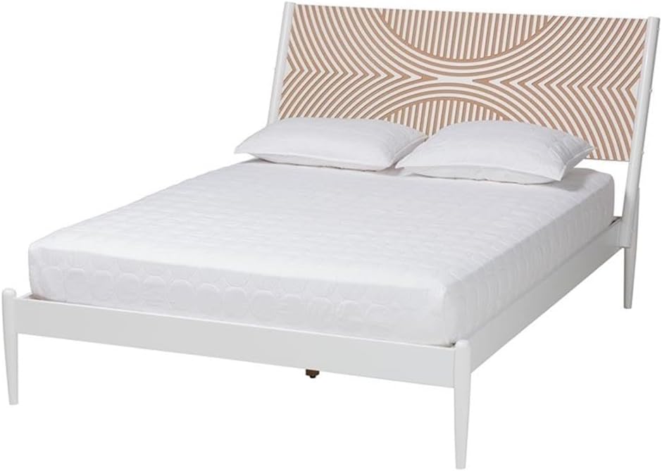Baxton Studio Louetta White Caved Contrasting King Size 4-Piece Bedroom Set