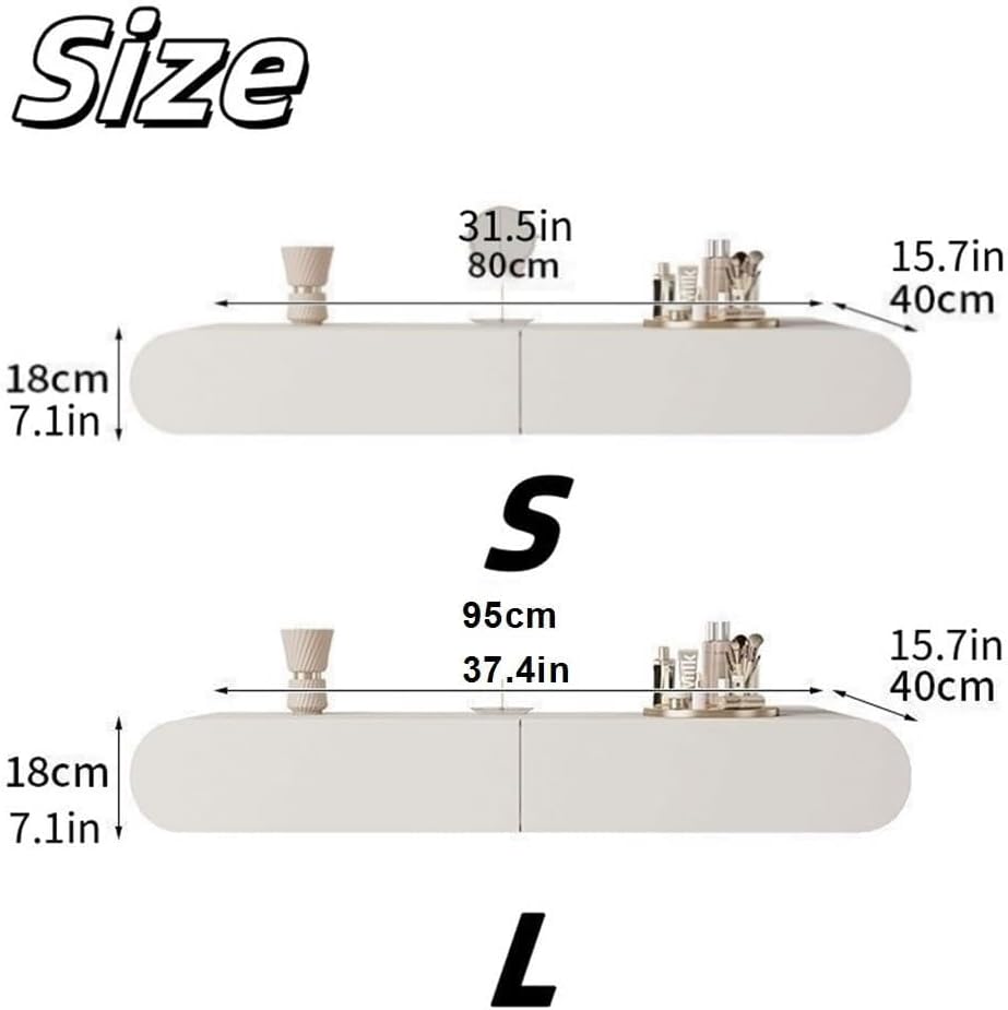 Floating Dressing Table with Drawers, Floating Vanity,Wall-Mounted Vanity Desk, Corner Desk for Bedroom, Bathroom, Hairdresser,L