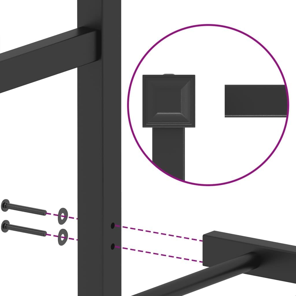 Metal Bed Frame with Footboard Black 76'x79.9' King Platform Bed Frame Sturdy Steel Construction Underbed Storage Space Heavy Duty Bedframe for Bedroom Guest Room