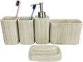 Vanity Bathroom Decor, Bathroom Accessory Set Modern Design European Style Resin Bathroom Accessory Set Imitation Wood Wash Set Housewarming Gift(White)