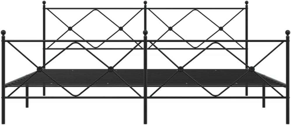 Black Steel Double Bed Frame Rectangular, Metal Bed Frame with Matte Black Finish, Sturdy Steel Construction for Exceptional Support and Under-Bed Storage Space, Easy