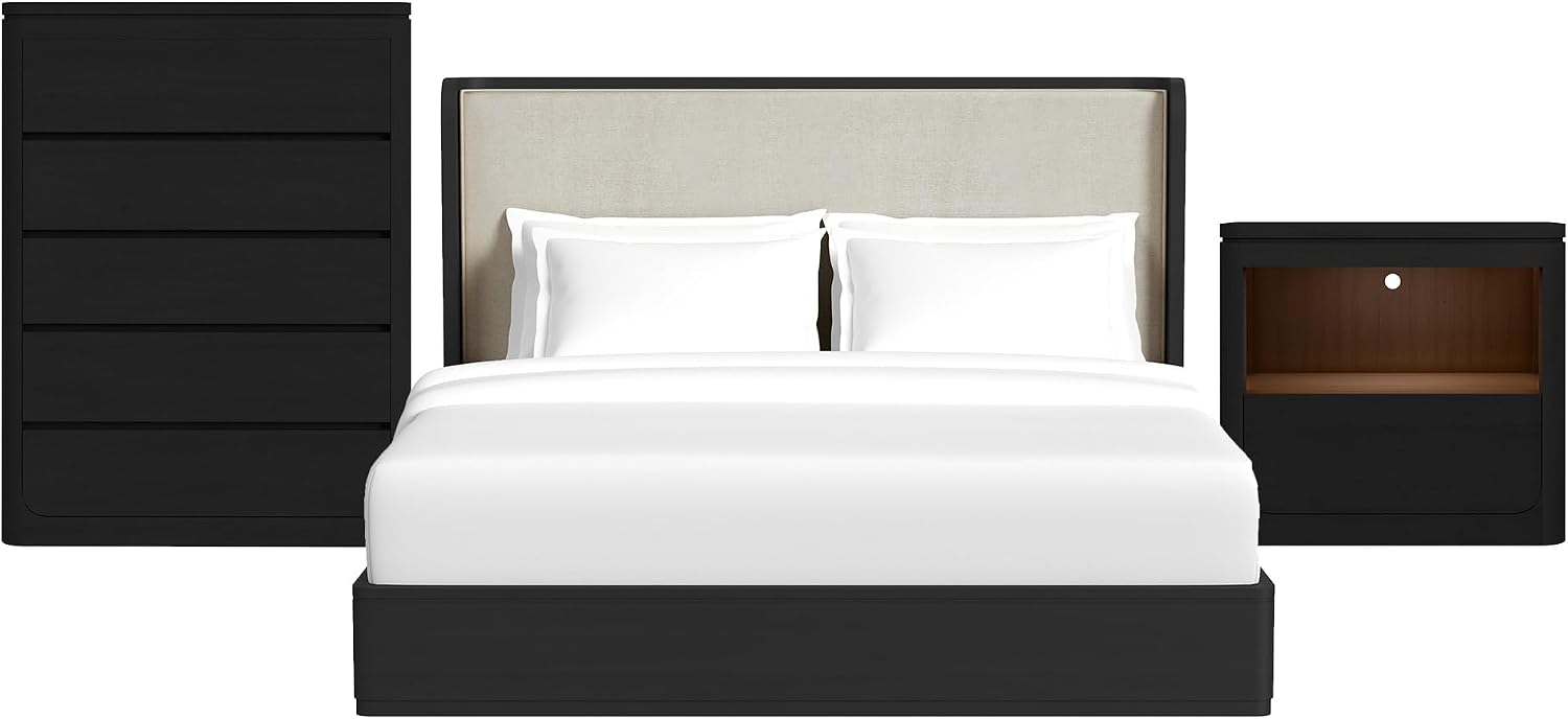 Picket House Furnishings Camelot King UPH 3PC Bedroom Set in Black