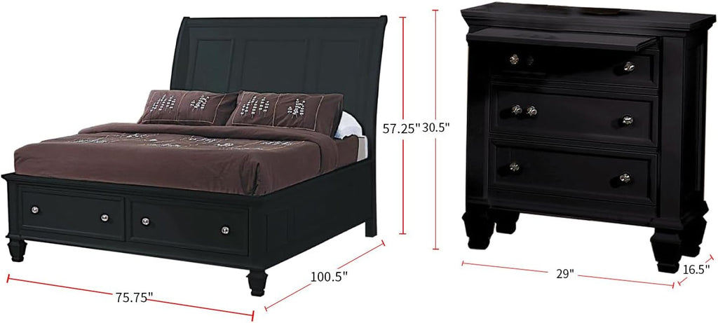 Coaster Sandy Beach California King Bed 4-Piece Set, Black