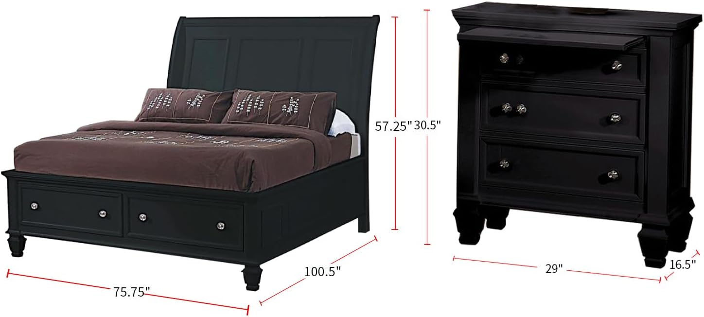 Coaster Sandy Beach California King Bed 4-Piece Set, Black