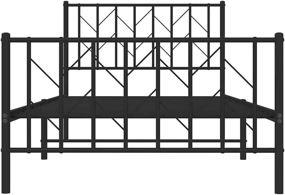 Metal Bed Frame with Footboard Black Twin Size 39.4'x78.7' Sturdy Steel Platform Bedframe Underbed Storage Space for Bedroom Guest Room