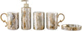 Vanity Bathroom Decor, Bathroom Accessories Set，Ceramic Soap Dispenser Refillable Lotion Liquid Soap Pump Housewarming Gift(A,5Pieces)