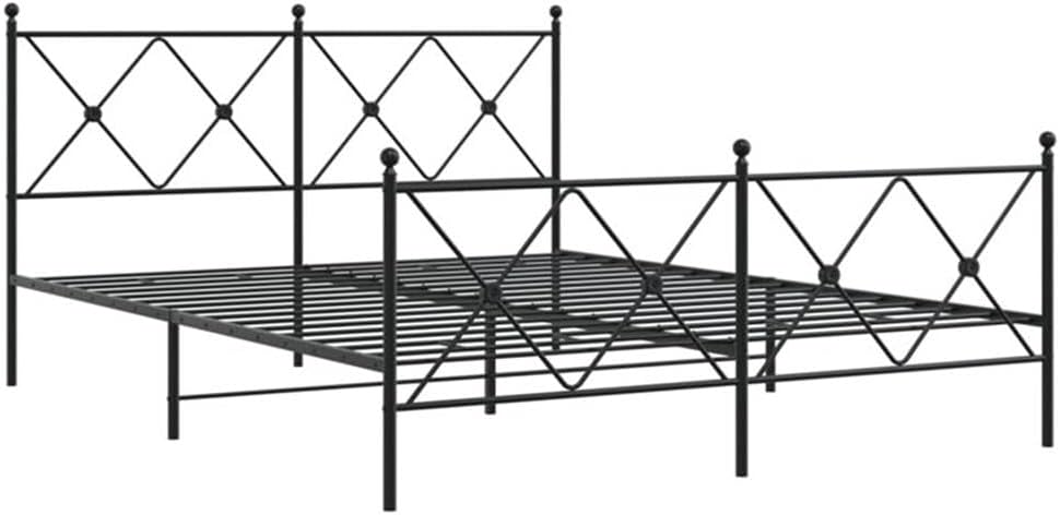 BOWERY HILL Rectangular Powder-Coated Steel King Bed Frame, Black Finish, Sturdy Metal Construction, Headboard and Footboard, Spacious Under-Bed Storage, Easy Assembly, Modern Bedroom Furniture