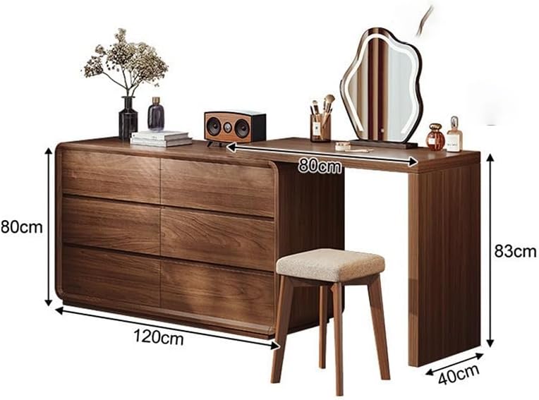 Makeup Dressing Table Solid Wood Vanity Dresser Beautifully Designed for Half-Corner Elegance and Roomy Storage Cabinet Dressing Desk