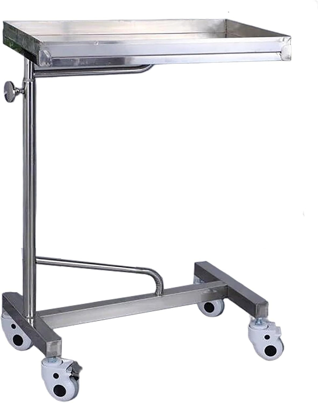 Mayo Instrument Stand with Mobile 4 Caster Base, Adjustable Height 35.4'-55', for Spa, Salon, Clinic, Personal Care(60x40x(90-140) cm)