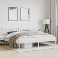 Metal Bed Frame with Headboard White Queen Platform Bed Frame 76'x79.9' Steel Construction Underbed Storage Space Sturdy Bedframe for Bedroom Furniture