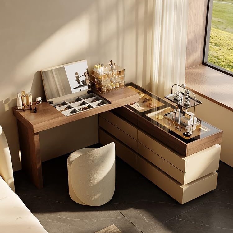 Vanity Desk Dressing Table Bedroom Minimalist Solid Wood Flip-top Corner Dressing Table Desk Makeup Table Tocadores para Habitación