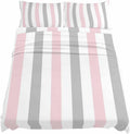 Pink Grey Striped Cal King Sheet Set 4 Piece Bedding - Geometric Vertical Stripes Minimalist Breathable Comfy Cooling Bed Sheets & Pillowcase Sets,Hotel Luxury Flat Sheets Deep Pockets Fitted Sheet