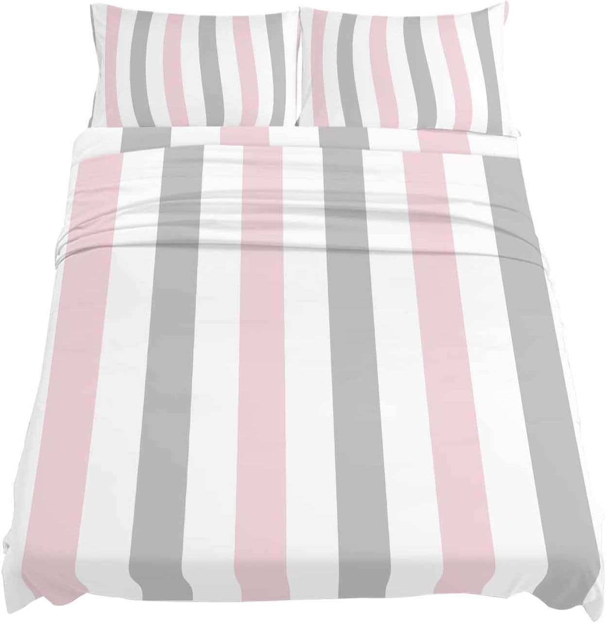 Pink Grey Striped King Sheet Set 4 Piece Bedding - Geometric Vertical Stripes Minimalist Breathable Comfy Cooling Bed Sheets & Pillowcase Sets,Hotel Luxury Flat Sheets Deep Pockets Fitted Sheet