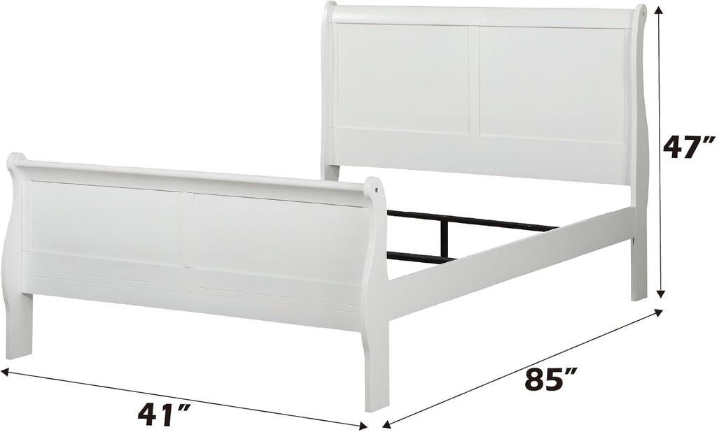 Acme Louis Philippe Wooden Twin Sleigh Bed in White