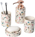 Vanity Bathroom Decor, Modern Bathroom Accessories Set Creative European Wash Cup Bathroom Accessories Kit Bathroom Soap Dispenser Set Housewarming Gift(A)