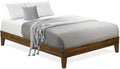 East West Furniture NVP-22-F Full Size Bed Frame with 4 Hardwood Legs and 2 Extra Center Legs - Walnut Finish