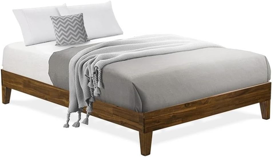 East West Furniture NVP-22-F Full Size Bed Frame with 4 Hardwood Legs and 2 Extra Center Legs - Walnut Finish