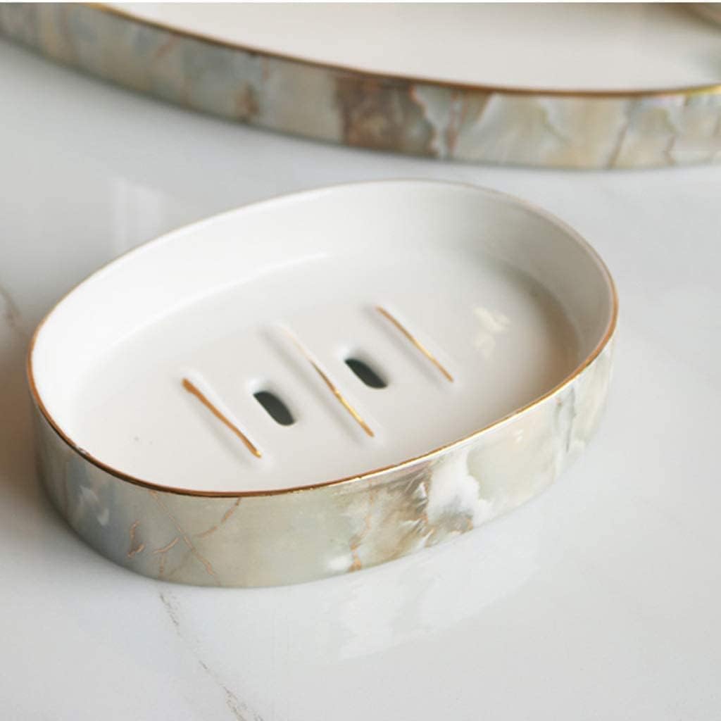Vanity Bathroom Decor, 6Pcs Ceramic Bathroom Accessory Set Soap Dispenser Soap Dish Mouthwash Cup Toothbrush Holder Toiletries Set Housewarming Gift