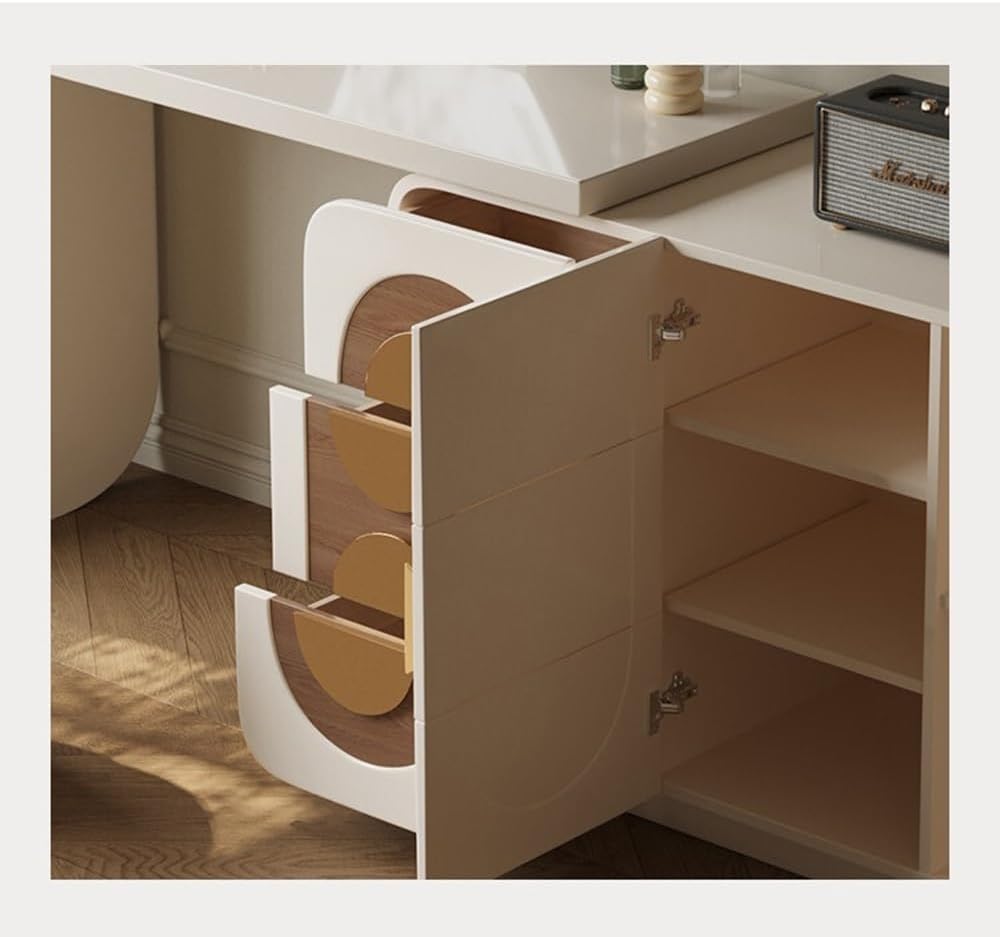 Vanity Table Dressing Table Chest of Drawers Premium I-Type Expandable Corner Makeup Desk for a Chic Bedroom